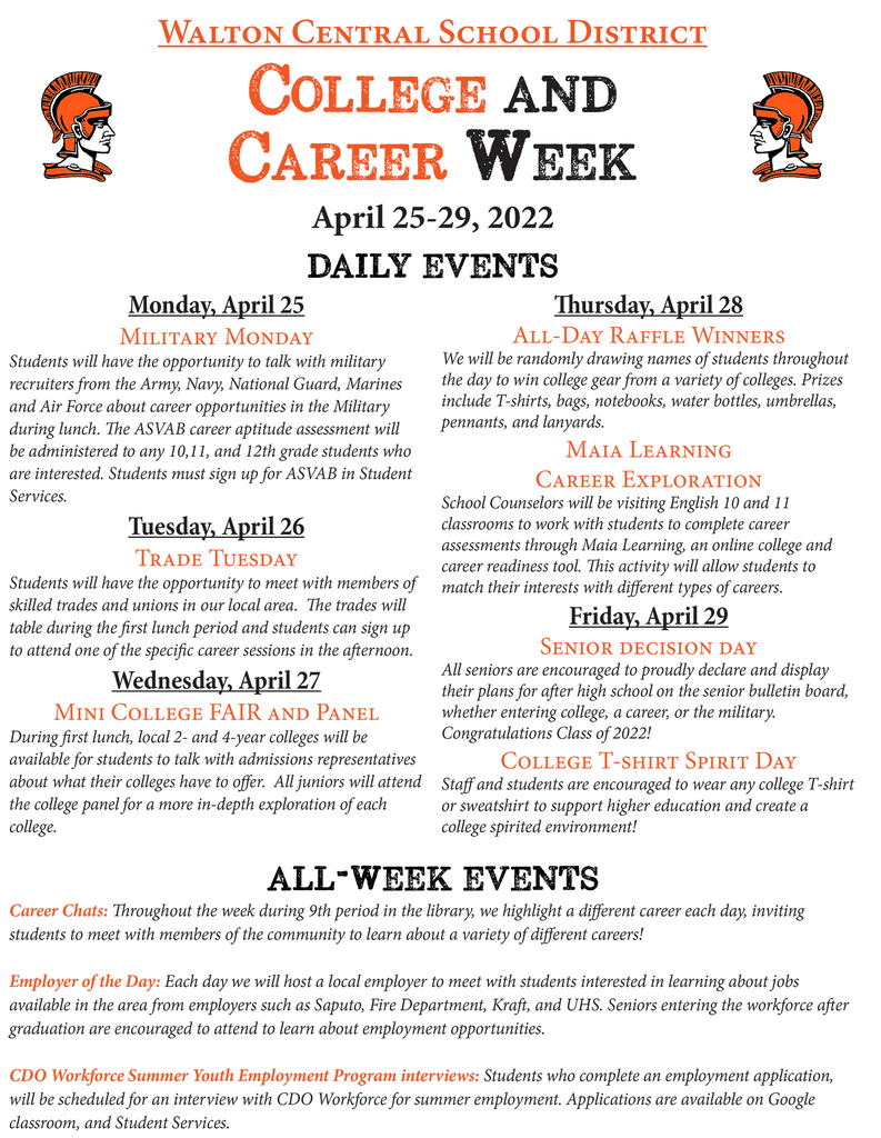 College and Career week poster