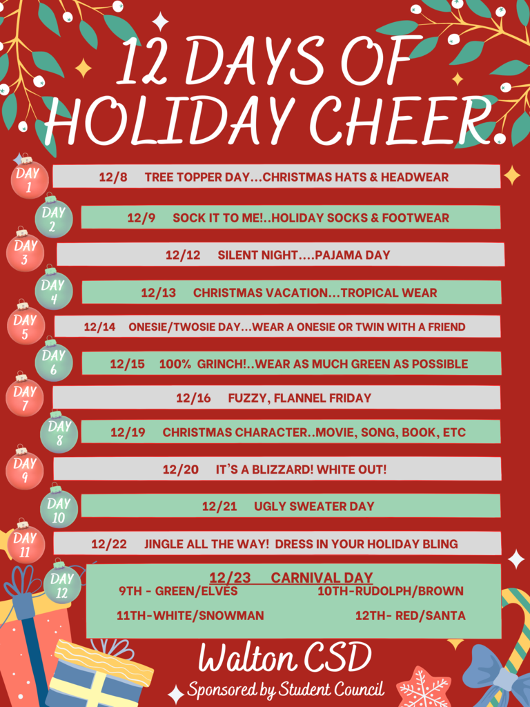 12 Days of Holiday Cheer schedule