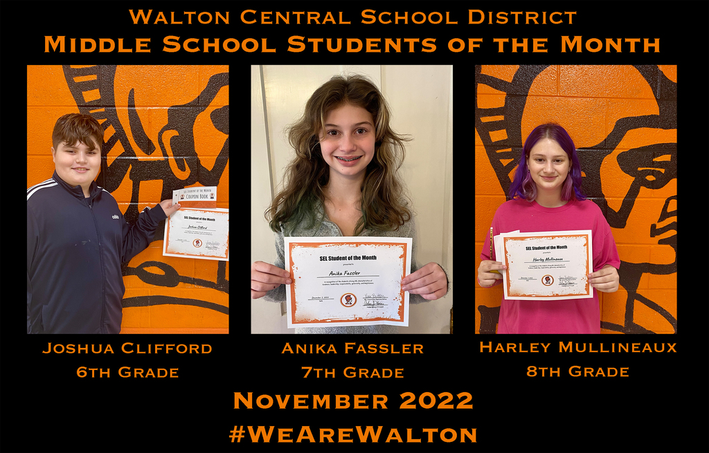 November's Middle School Students of the Month
