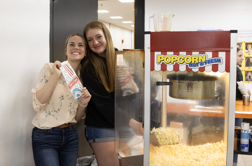 Students making popcorn