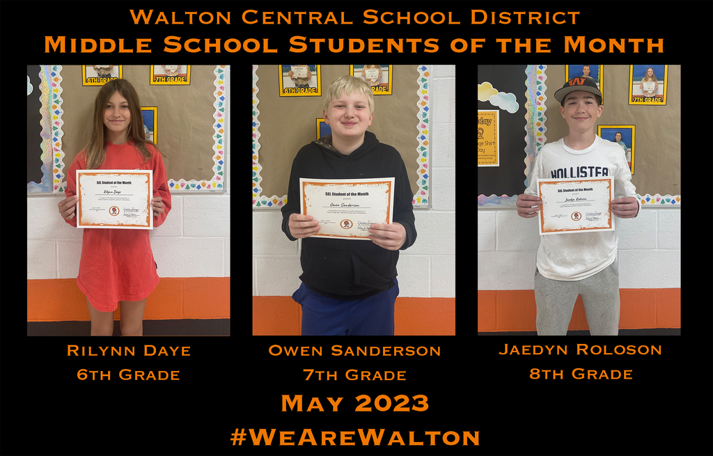 Walton CSD middle school students of the month for May 2023