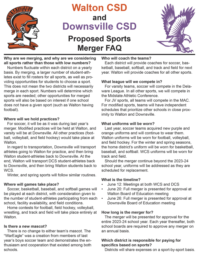FAQ for sports merger