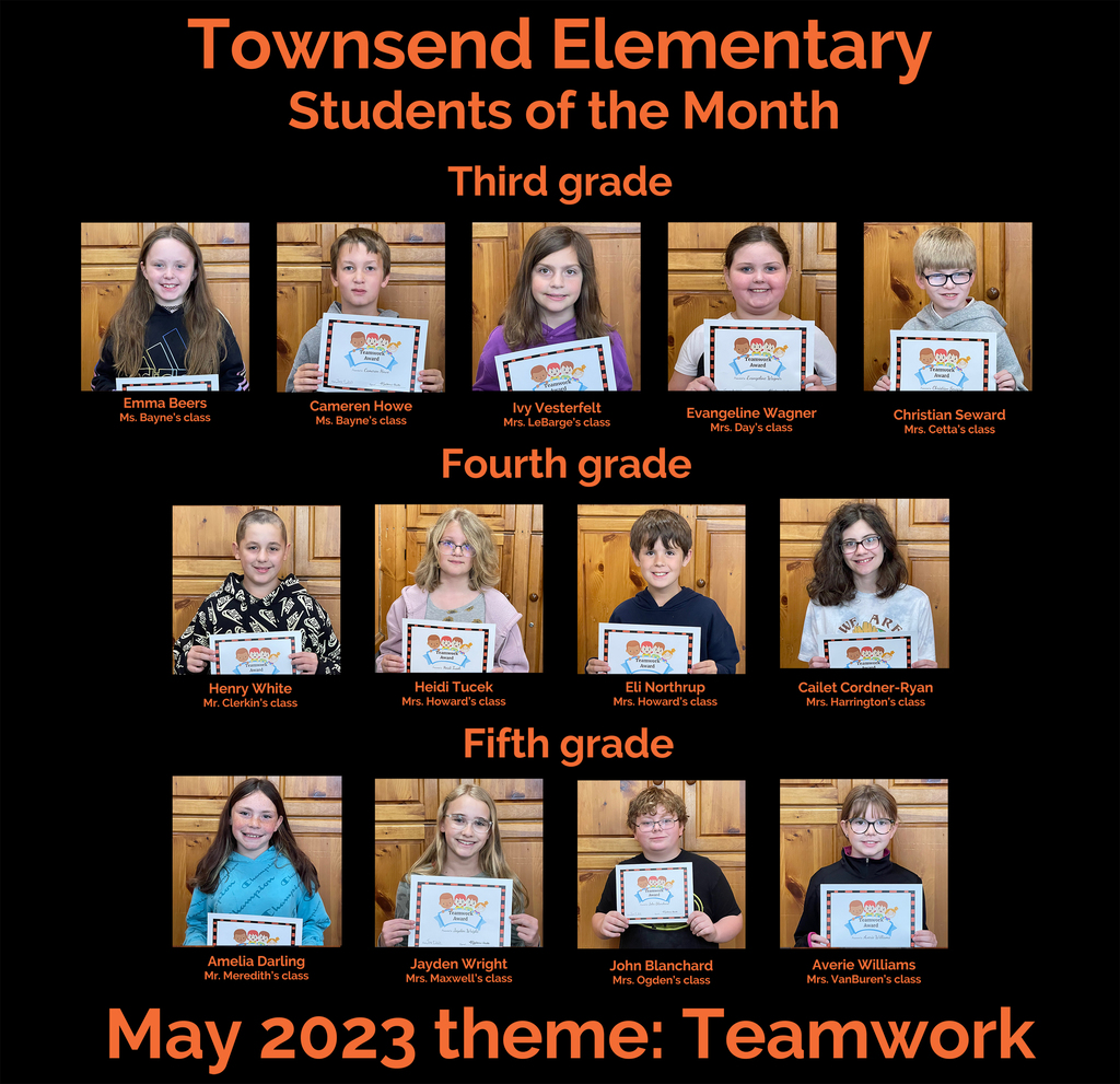 Townsend Elementary May Students of the Month